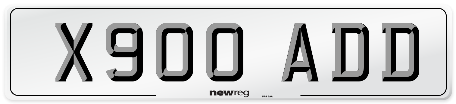 X900 ADD Number Plate from New Reg